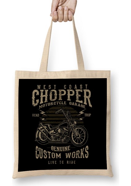 Vintage West Coast Chopper Motorcycle Garage Bez Çanta Uzun Saplı