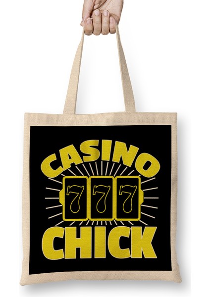 Awesome Casino Chick 7-7-7 Gambling Girl Bez Çanta Uzun Saplı