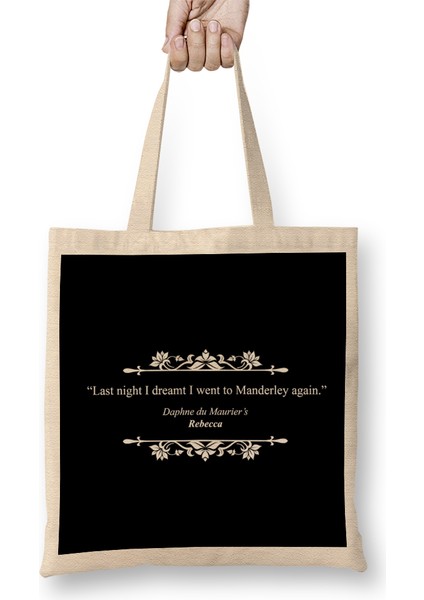 Daphne Du Maurier Rebecca Opening Line Bez Çanta Uzun Saplı