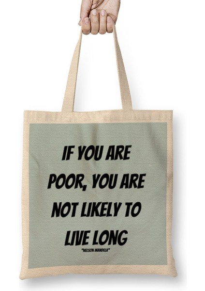 Nelson Mandela Quotes Art Gift - Vintage Rretro Style Bez Çanta Uzun Saplı