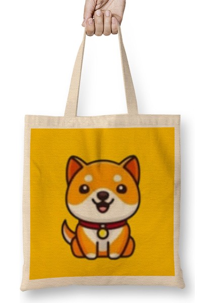 Baby Doge Coin Dogecoın Bez Çanta Uzun Saplı