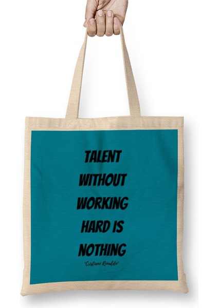Cristiano Ronaldo Quotes Art Gift - Vintage Retro Style Bez Çanta Uzun Saplı