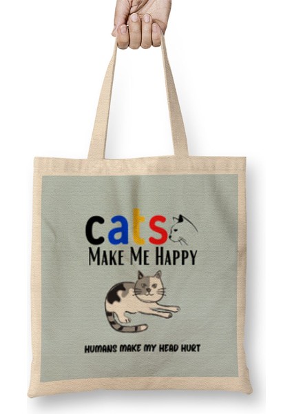 Funny Cat Lover Funny Cat Lover Gifts For Women Men Kids Bez Çanta Uzun Saplı