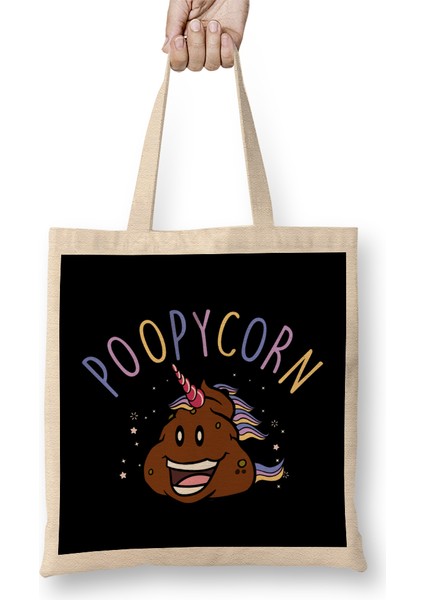 Cute & Funny Poopycorn Adorable Poop Unicorn Bez Çanta Uzun Saplı