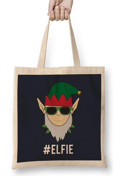 Hashtag Elfie Elf Christmas Bez Çanta Uzun Saplı