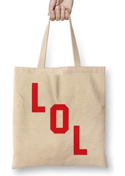 Lol Red Digital Font Bez Çanta Uzun Saplı