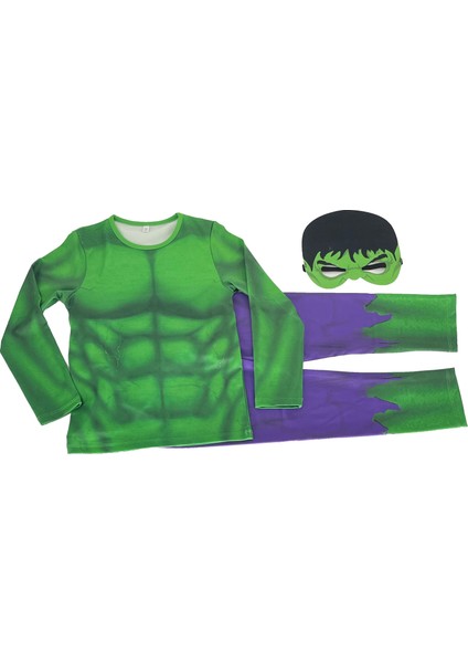 Erkek Çocuk Maskeli 3D Kas Görünümlü Baskılı Hulk Kostümü fiyatları