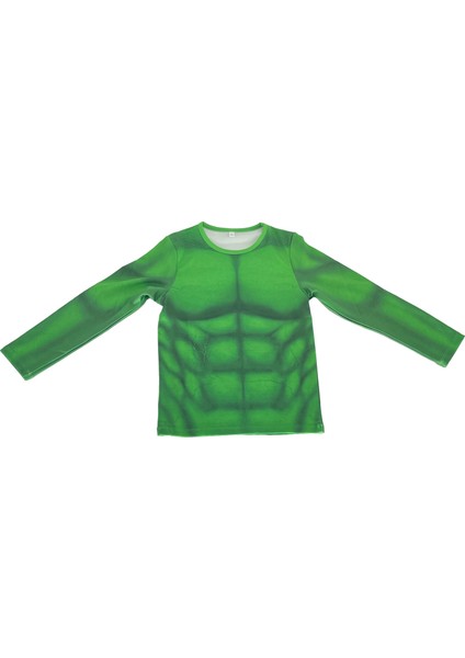 Erkek Çocuk Maskeli 3D Kas Görünümlü Baskılı Hulk Kostümü modelleri