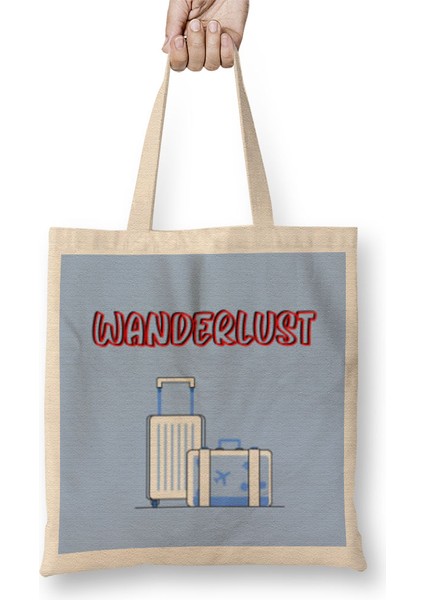 Funny Travel Gift Design Lover-Trippin Wanderlust Journey Adventurer Vacation Bez Çanta Uzun Saplı
