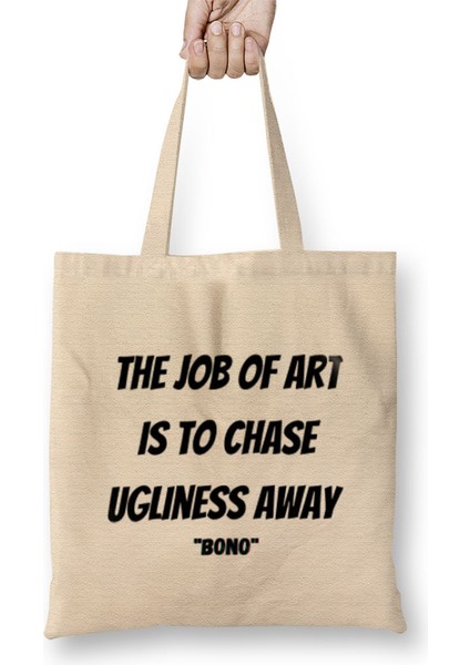 Bono Quotes Gift Bez Çanta Uzun Saplı