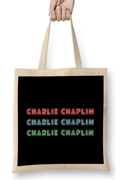 Charlie Chaplin Quotes Art Gift - Vintage Retro Style Bez Çanta Uzun Saplı