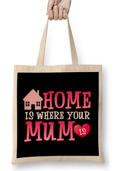 Cute Home Is Where Your Mum Is Adorable Moms House Bez Çanta Uzun Saplı