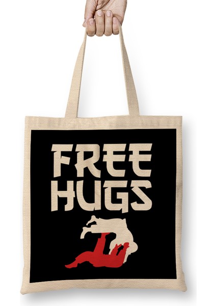 Funny Free Hugs Bjj Jiu Jitsu Takedown Jiu Jitsu Bez Çanta Uzun Saplı