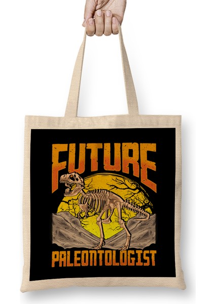 Funny Future Paleontologist Dinosaur Fossil Hunter Bez Çanta Uzun Saplı