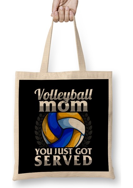 Funny You Just Got Served Volleyball Mom Serve Pun Bez Çanta Uzun Saplı