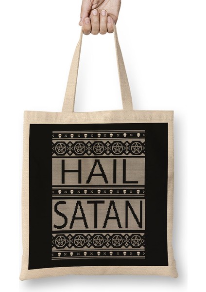 Hail Satan Christmas Knit Bez Çanta Uzun Saplı