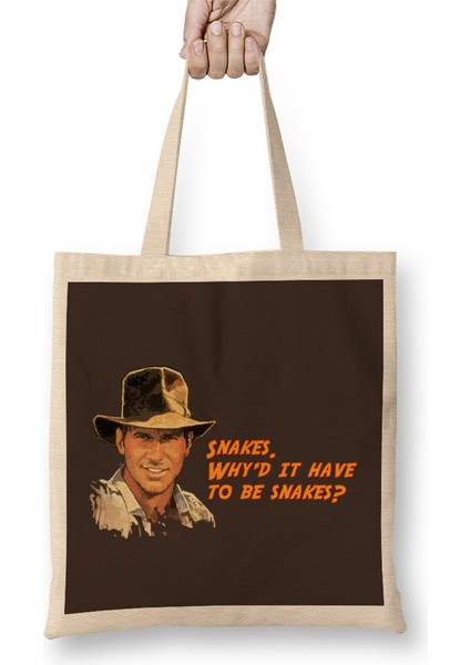 Indiana Jones Snakes Quote Bez Çanta Uzun Saplı