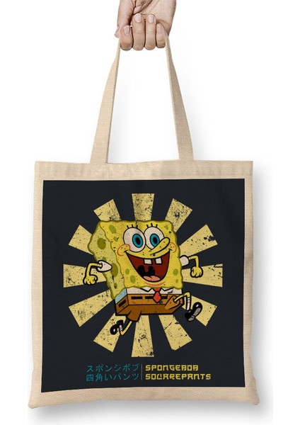 Spongebob Squarepants Retro Japanese Bez Çanta Uzun Saplı