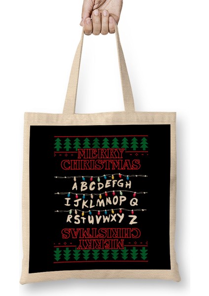 Stranger Things Merry Christmas Lights Knit Bez Çanta Uzun Saplı