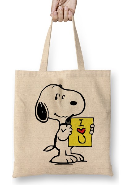 Snoopy Peanuts I Love You 03 Bez Çanta Uzun Saplı