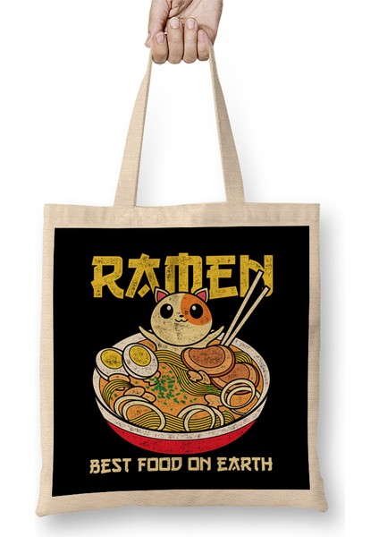 Ramen And Cats Bez Çanta Uzun Saplı