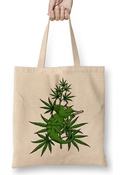 Smoke Weed Marijuana Tshirt Cannabi Bez Çanta Uzun Saplı
