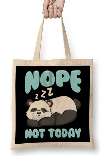 Cute & Funny Nope Not Today Lazy Panda Sleepy Bez Çanta Uzun Saplı