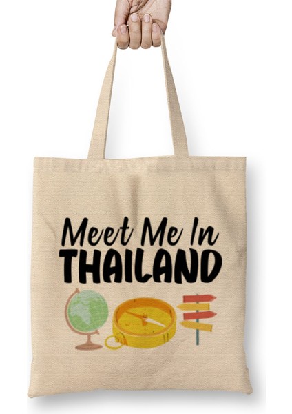 Funny Travel Thailand Gift Design Lover-Trippin Wanderlust Journey Adventurer Vacation Bez Çanta Uzun Saplı