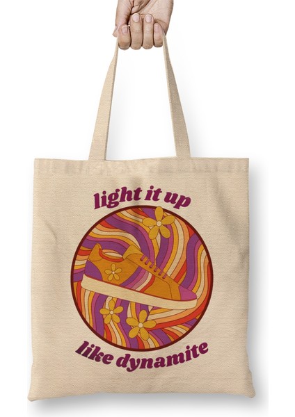 Light It Up Like Dynamite Bts Retro Disco Bez Çanta Uzun Saplı