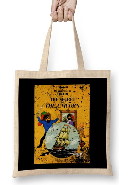 The Adventures Of Tintin The Secret Of The Unicorn Vintage Style Cover Bez Çanta Uzun Saplı