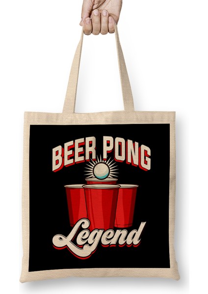 Beer Pong Legend Funny Beirut Beerpong College Bez Çanta Uzun Saplı