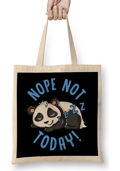 Cute & Funny Nope Not Today Lazy Napping Panda Bez Çanta Uzun Saplı