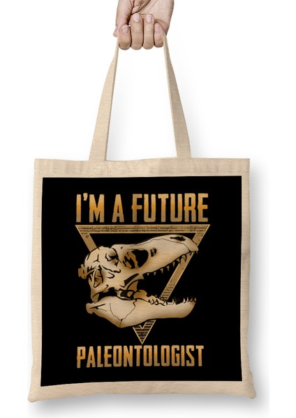 Cute I M A Future Paleontologist Dinosaur Fossil Bez Çanta Uzun Saplı