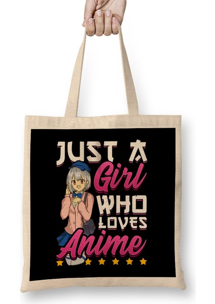 Cute Just A Girl Who Loves Anime Bez Çanta Uzun Saplı