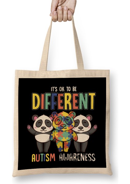 It S Ok To Be Different Autism Awareness Heart Bez Çanta Uzun Saplı