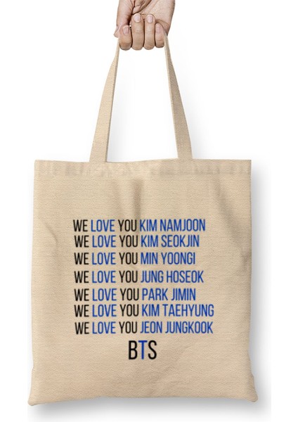 We Love You Bts Army Gıft Bez Çanta Uzun Saplı