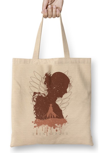 Attack On Titan Eren Jaeger In Silhouette Bez Çanta Uzun Saplı