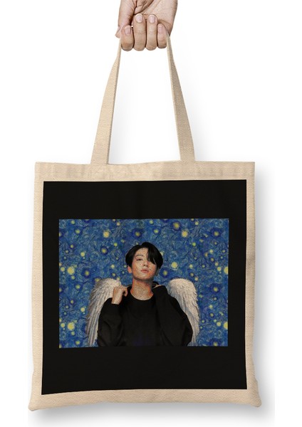 Bts Kookie Van Gogh Starry Night Angel Bts Army Kpop Bez Çanta Uzun Saplı