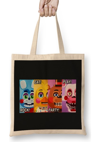 Fnaf Banner Rock Eat Party Play Banner Bez Çanta Uzun Saplı