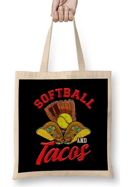 Cute Softball And Tacos Novelty Soft Ball Player Bez Çanta Uzun Saplı