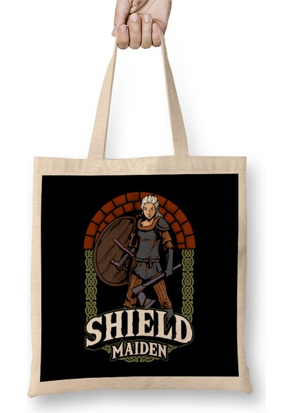 Shield Maiden Female Viking Warrior Norse Myth Bez Çanta Uzun Saplı