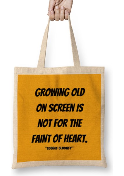 George Clooney Quotes Gift- Vintage Retro Rainbow Style Bez Çanta Uzun Saplı