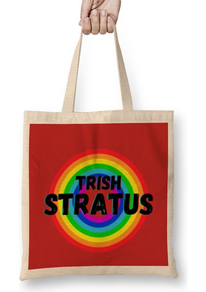 Trish Stratus- Vintage Retro Rainbow Style Warriors Design Wrestlers-Gift Bez Çanta Uzun Saplı