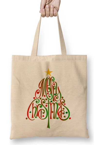 Yeni Yıl Konseptli Merry Christmas Nutcracker Illustration Bez Çanta Uzun Saplı
