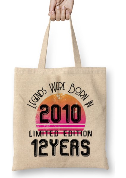 2010 Birthday Gift - Made, Born In 2010 Gift - 12 Year Old Birthday Gift Vintage Style Bez Çanta Uzun Saplı