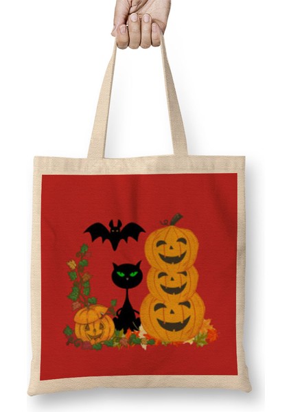 Black Cat Happy Halloween 2021 Bez Çanta Uzun Saplı