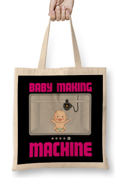 Pregnancy Reveal Announcement Baby Making Machine Bez Çanta Uzun Saplı