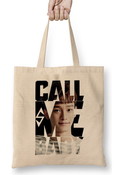 Exo Chen Call Me Baby Typography Bez Çanta Uzun Saplı