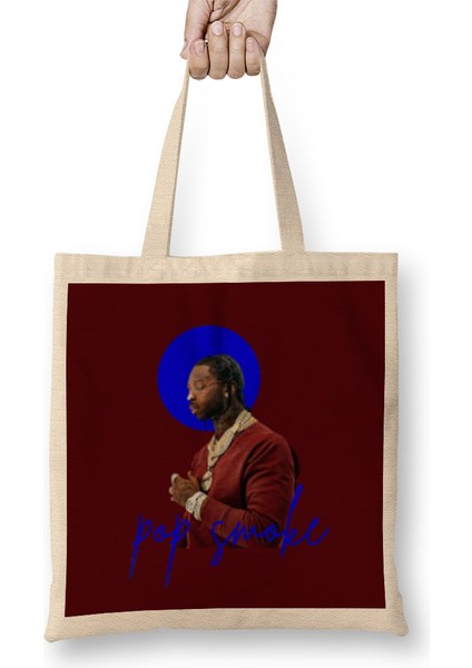 Pop Smoke Art Gift Bez Çanta Uzun Saplı