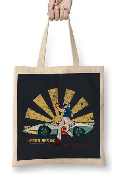 Speed Racer Retro Japanese Bez Çanta Uzun Saplı